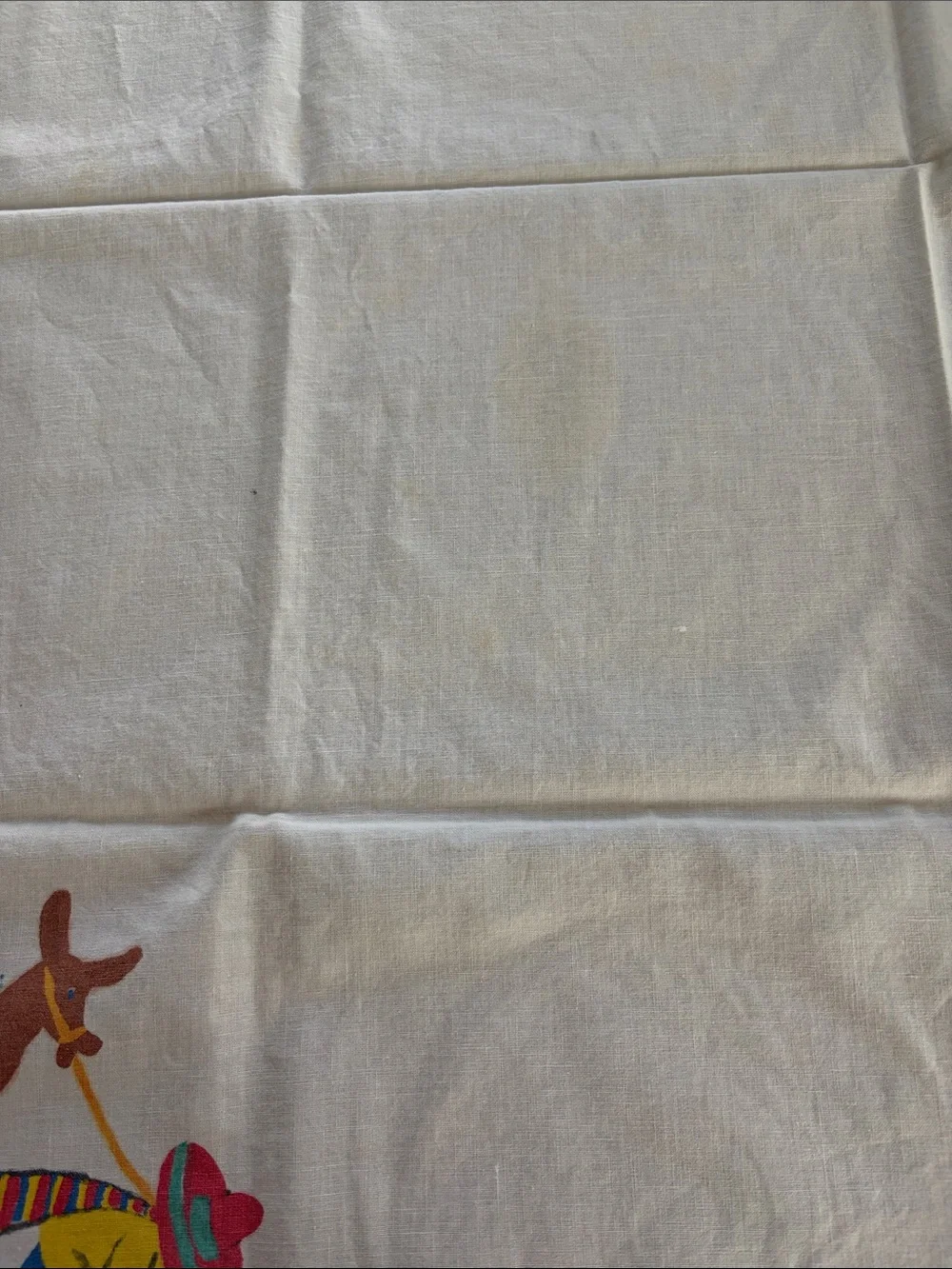 Vintage Mexican Folk Art Stamped card table tablecloth